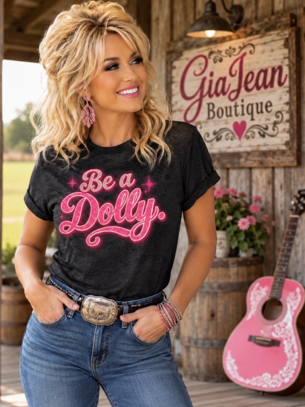 ❤️ GIAJEAN “BE A DOLLY “ BOHO Graphic Tee 40